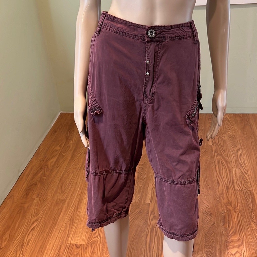 Stone Touch Burgundy Cargo Shorts Size 33
